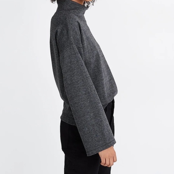 Madewell Tops - Madewell Wide Sleeve Mock Neck Top in Glen Plaid